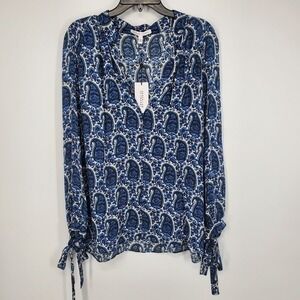 Women's Derek Lam IO Crosby Intermix Silk Paisley Tunic Blouse Size 8 NEW B4